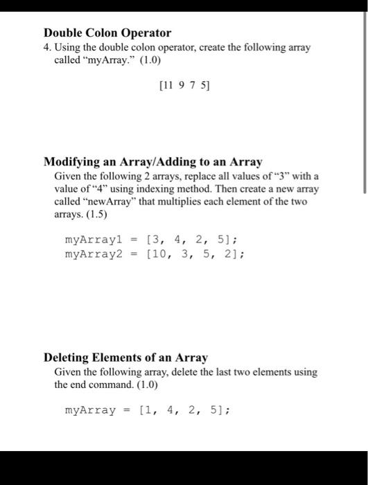 MATLAB Double Colon Operator 4. Using the double colon operator, create the