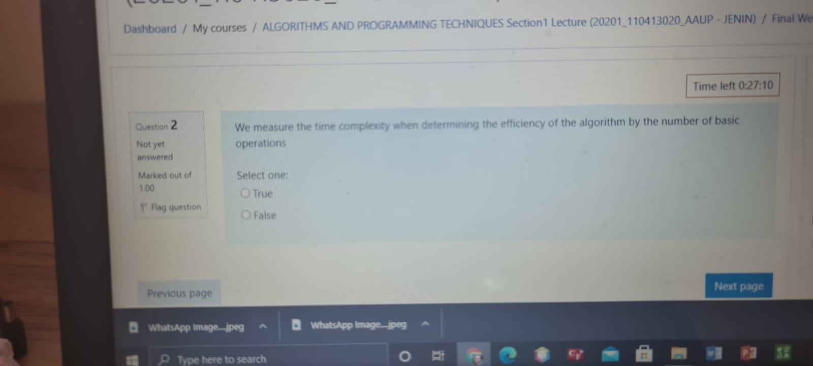  Dashboard / My courses / ALGORITHMS AND PROGRAMMING TECHNIQUES Section 1