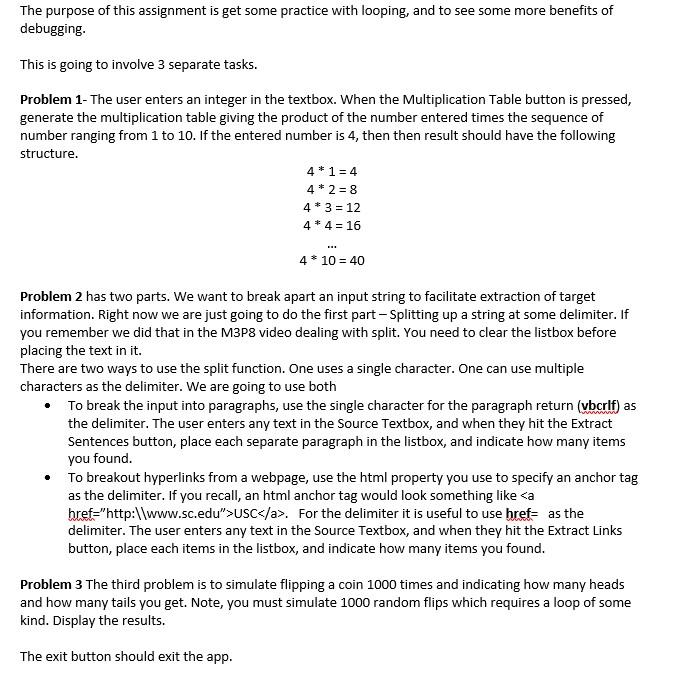Visual Basic Windows Forms.Net help The purpose of this assignment is get