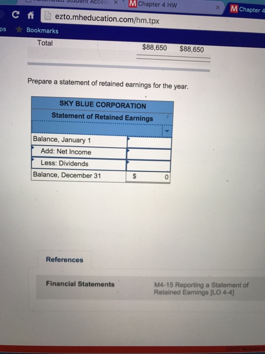 [LO 44] The Sky Blue Corporation has the following adjusted trial balance