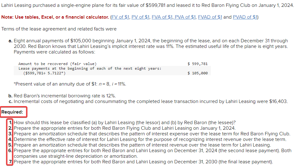 _ahiri Leasing purchased a single-engine plane for its fair value of