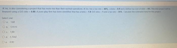  IK Inc. is also considering a project that has more risk