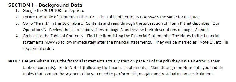  SECTION 1 - Background Data 1. Google the 2019 10K for
