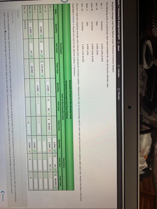  Printem apter 7 Homework Assignment (part ebook Calculator Weighted Average Cost
