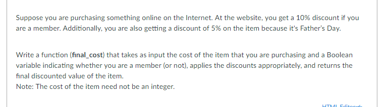 Please answer the question in PYTHON 3. keep the code simple. Suppose