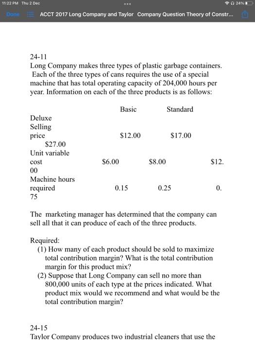  11:22 PM Thu 2 Dec 24% Done ACCT 2017 Long Company
