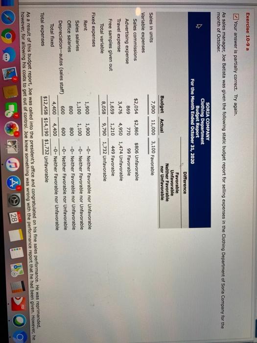  Exercise 10-9 a Your answer is partially correct. Try again. As