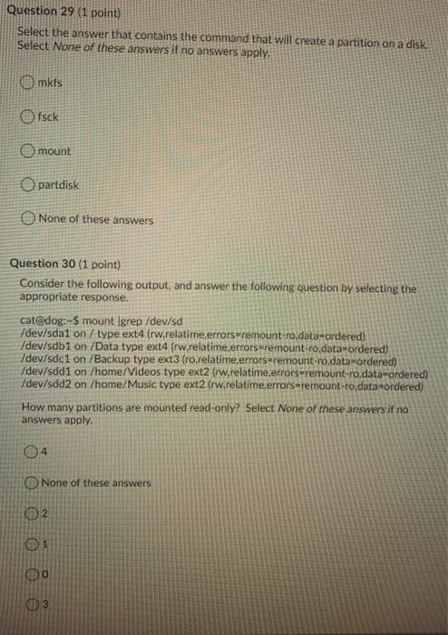 a swao partition does Select All of these answers it all answers
