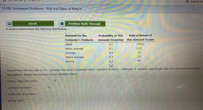  0 SEar ch Thi Ch 08: Homework Problems - Risk and