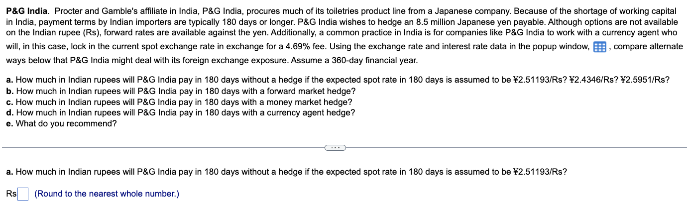  can i have the answer for a,b,c,d and e P&G India.