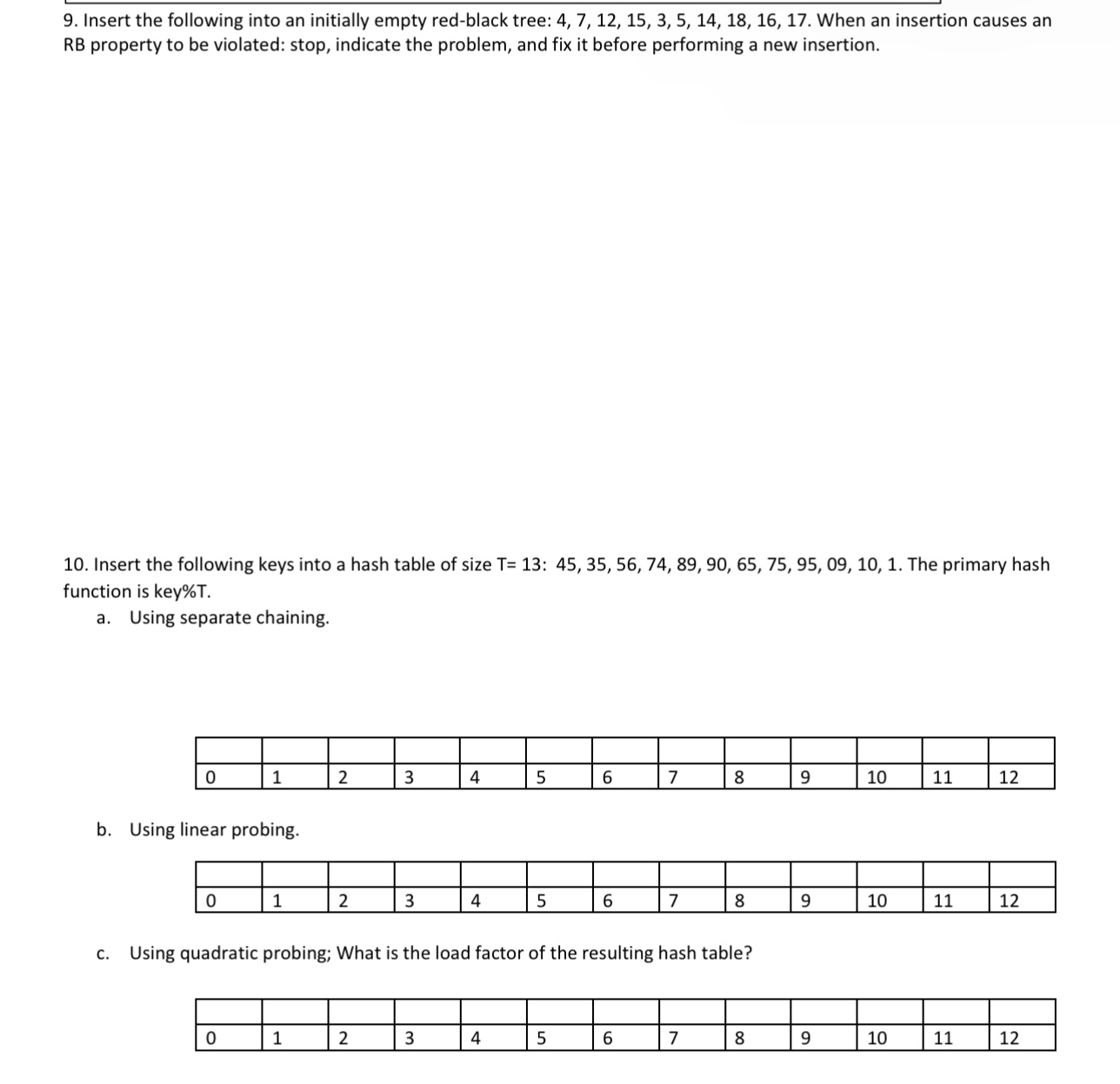  Insert the following into an initially empty red-black tree: 4,7,12,15,3,5,14,18,16,17. When