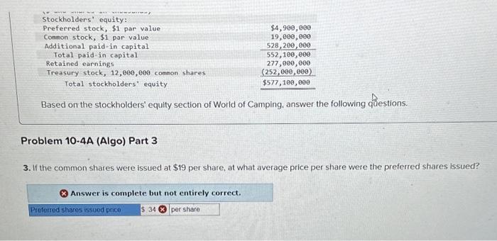 dont understand what I did wrong. Required information Problem 10-4A (Algo) Analyze