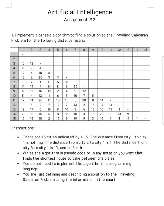  Implement a genetic algorithm to find a solution to the Traveling
