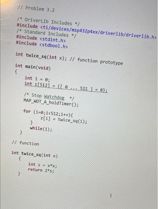 contains a function that calculates twice the square of a given integer.