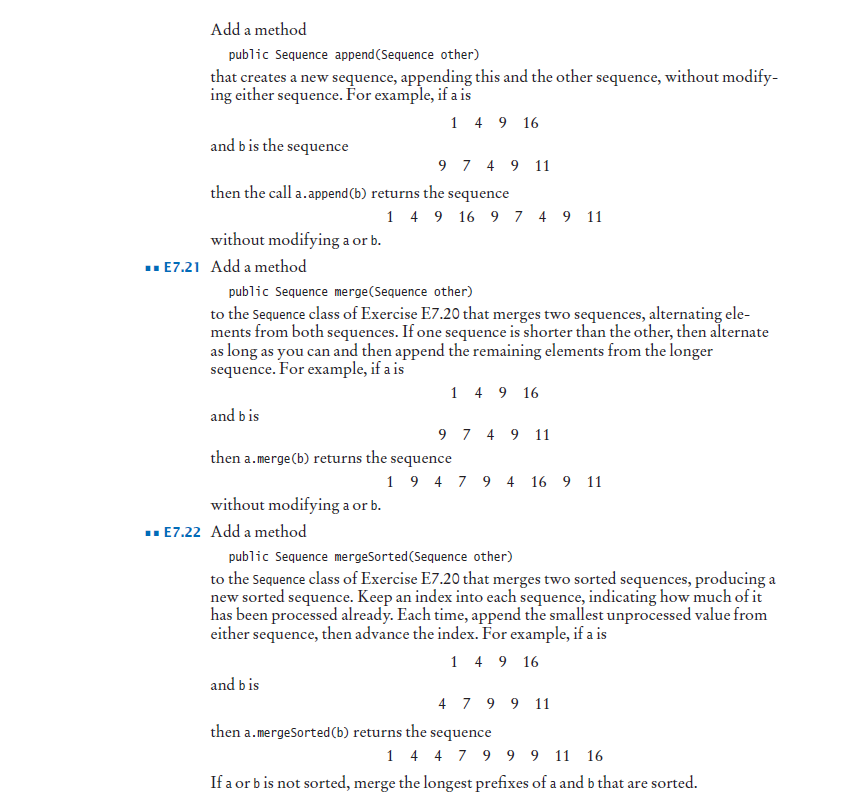 public class Sequence { private ArrayList values; public Sequence() { values =