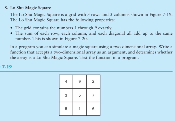  C++ Array Help The Lo Shu Magic Square is a grid