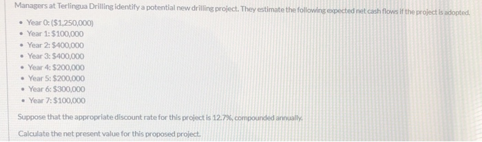  Managers at Terlingua Drilling identify a potential new drilling project. They
