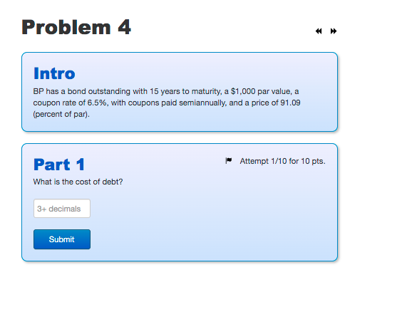  Problem 4 Intro BP has a bond outstanding with 15 years