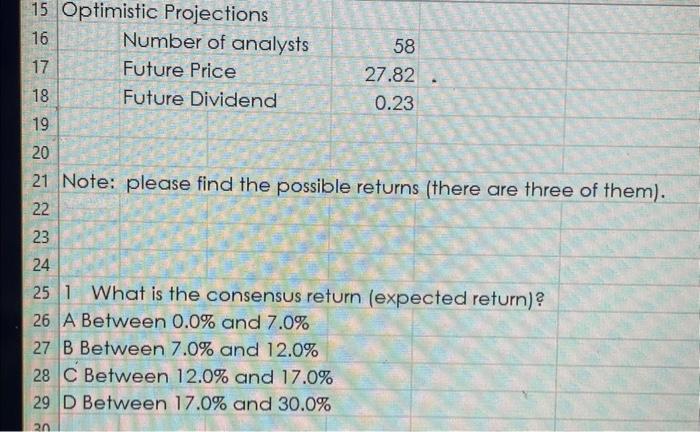  21 Note: please find the possible returns (there are three of