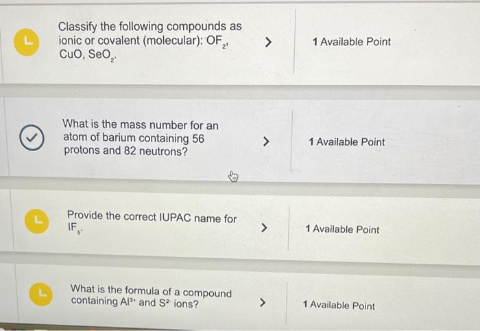  Classify the following compounds as ionic or covalent (molecular): OF2, CuO,SeO2.