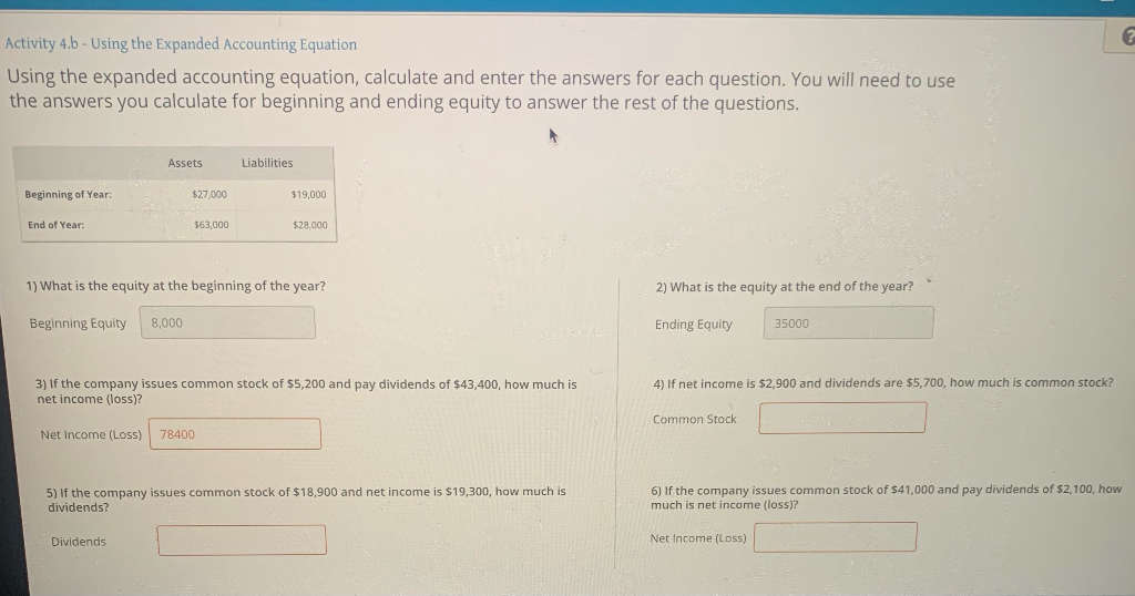  Activity 4.b - Using the Expanded Accounting Equation Using the expanded