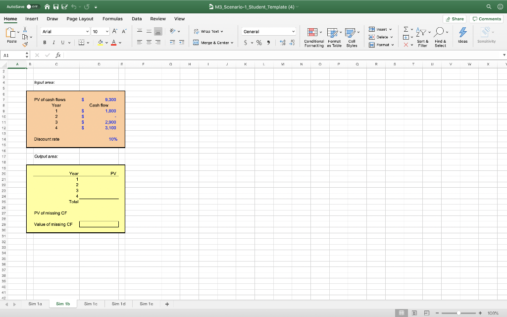 I have to solve the following problem using the excel document below:
