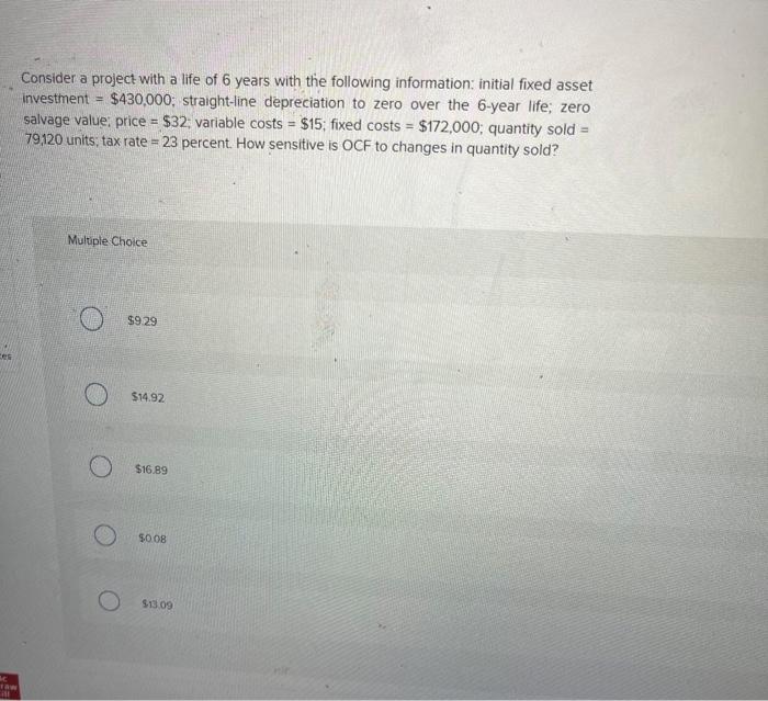 Can someone please help me answer this question Consider a project with