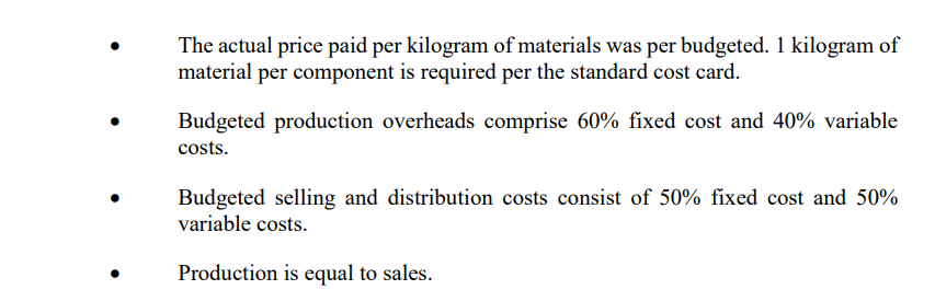if his/her performance is assessed using the current variance report. (b) Construct