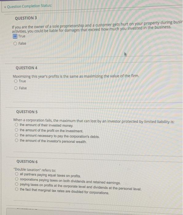  Question Completion Status: QUESTION 3 If you are the owner of