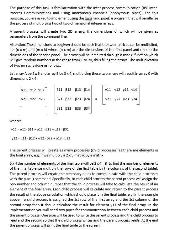  See image, need it with pipe/fork, all the code, tested for