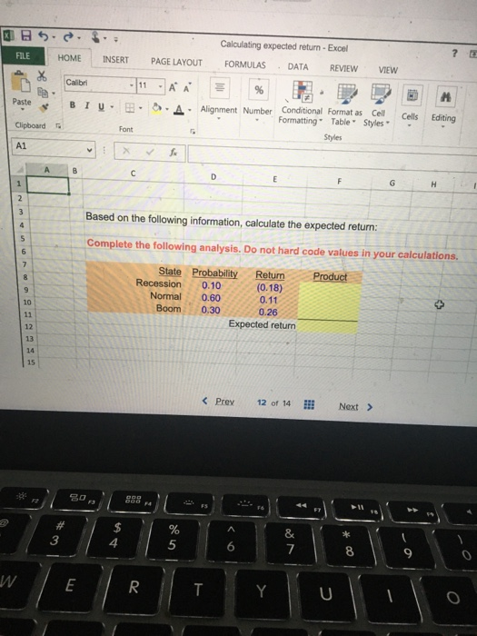  5 Calculating expected return - Excel FILE HOME ? INSERT PAGE