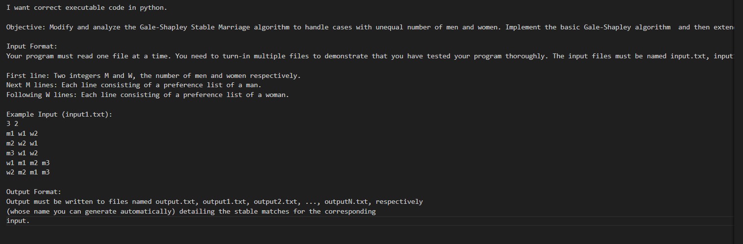  I want correct executable code in python.\ Input Format:\ First line: