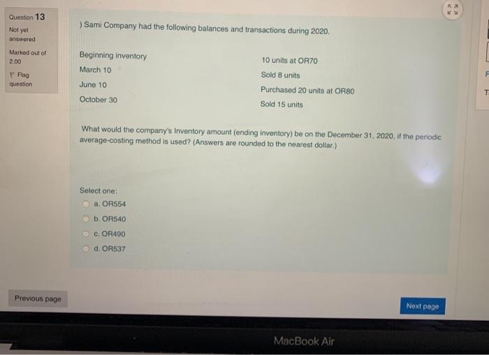  fast i dont have time Ka Question 13 ) Sami Company