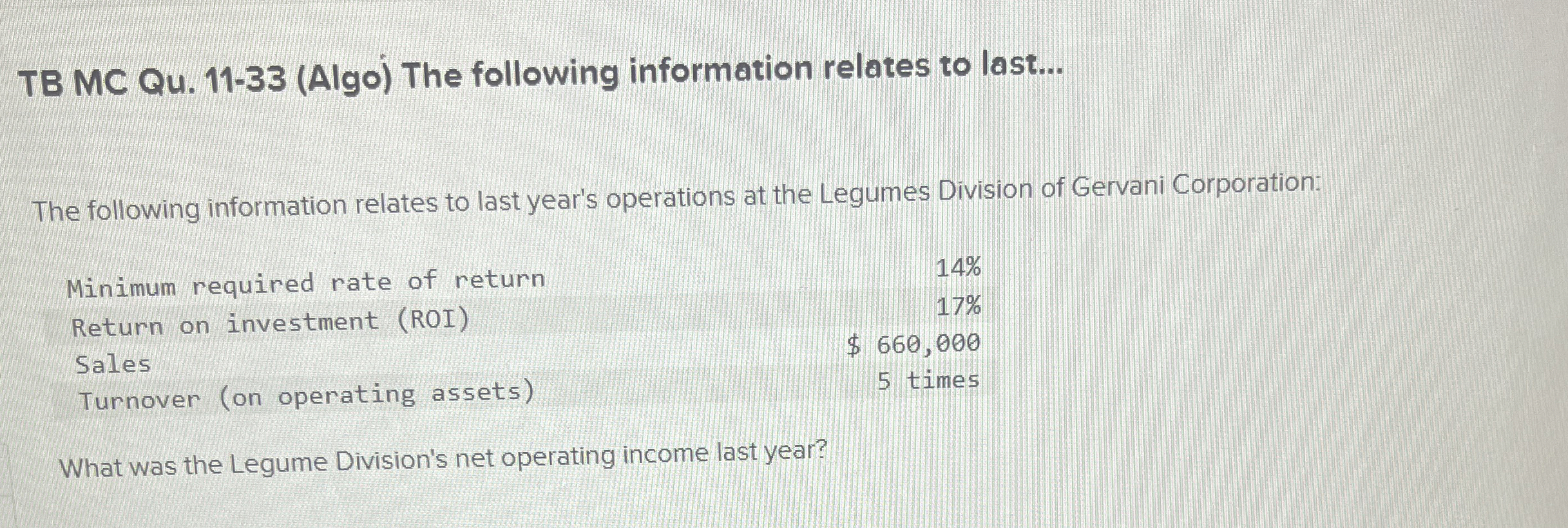  TB MC Qu.11-33(Algo) The following information relates to last... The following