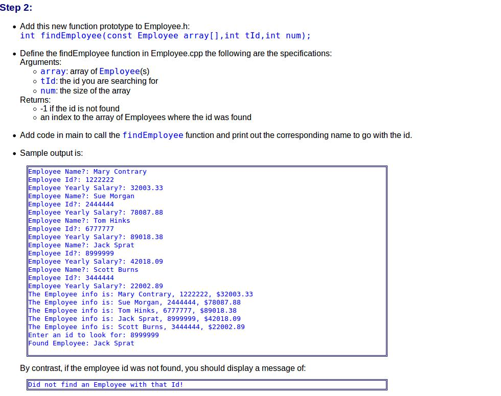 struct and Write an additional function that passes in an array of