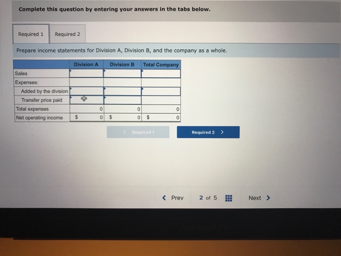 Pricing from the Viewpoint of the Entire Company [LO11-5) 0 oints Division