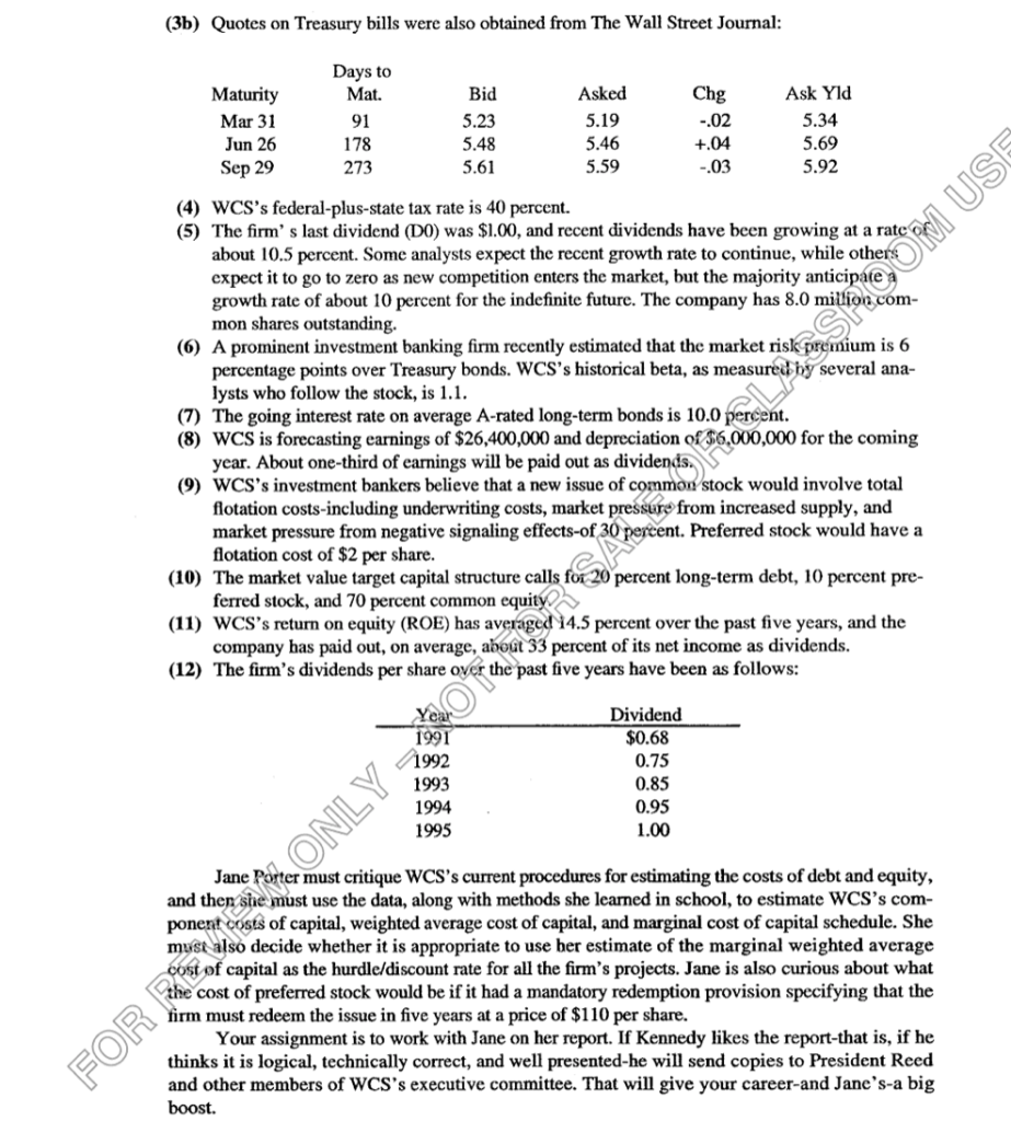 Capital budgeting exercise, at year-end 1994, the treasurer used a before-tax debt