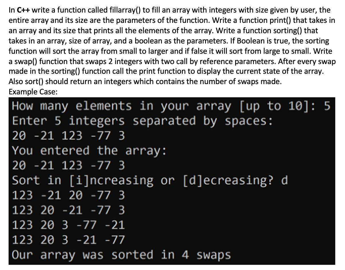  In C++ write a function called fillarray() to fill an array