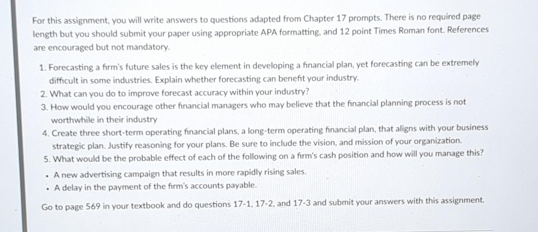 For this assignment, you will write answers to questions adapted from