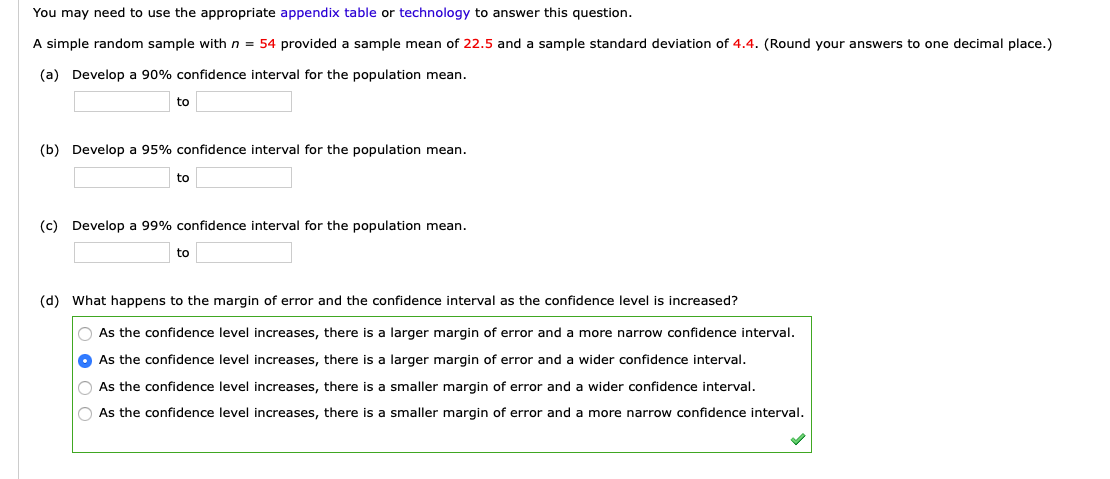 You may need to use the appropriate appendix table or technology