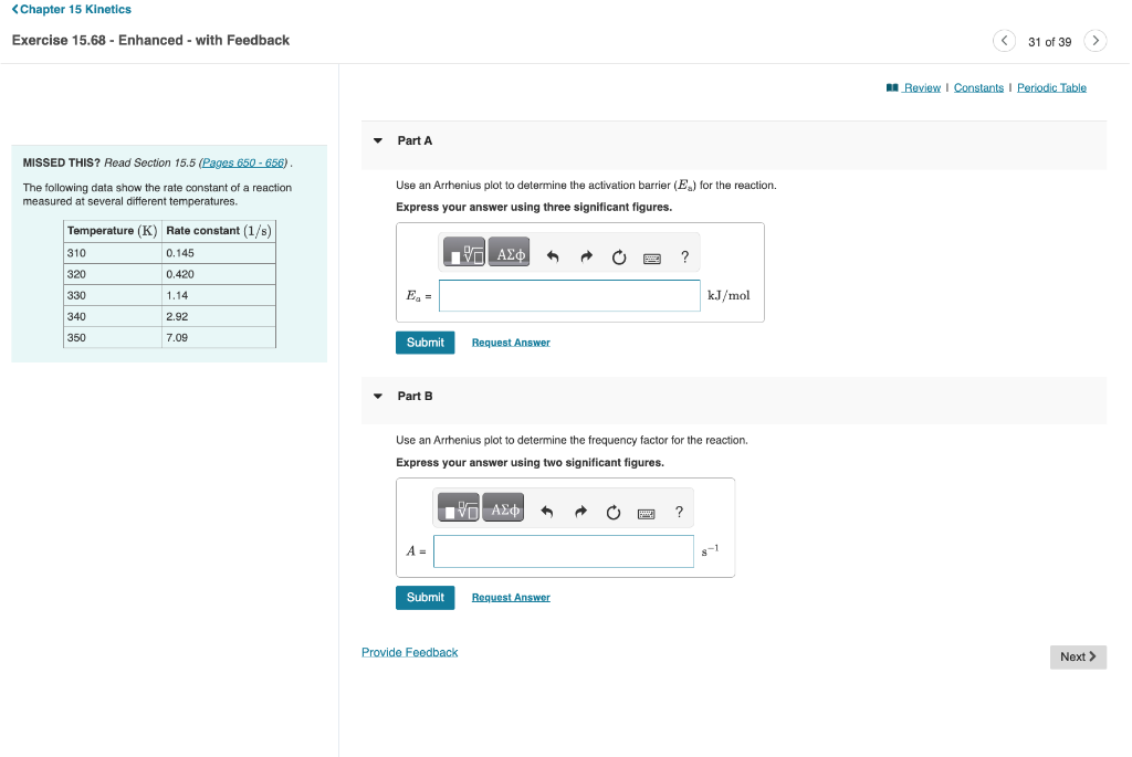  MISSED THIS? Read Section 15.5 The following data show the rate
