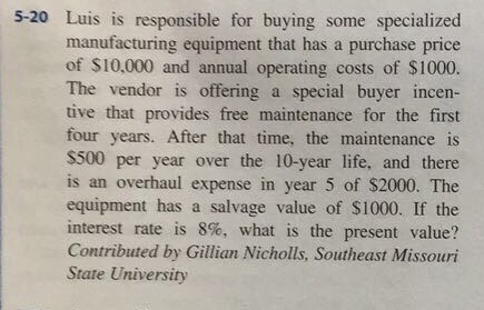  Please solve it using interest tables 5-20 Luis is responsible for