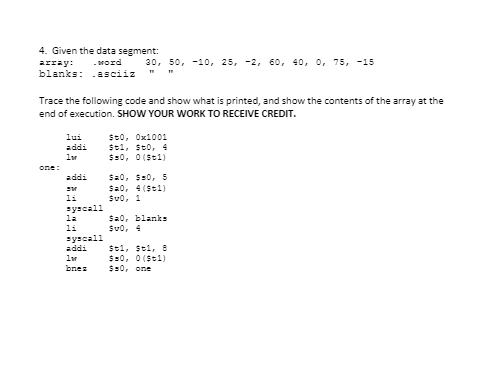  I need help with this . In mars code 4. Given
