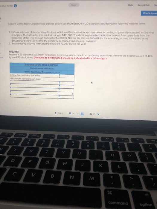  Que 10/15) Help Save & Exit u Check my w Esquire