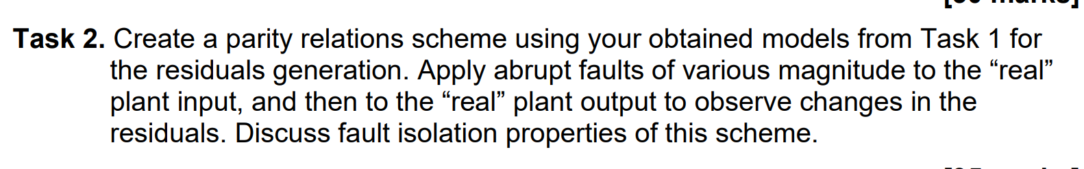  Task 2. Create a parity relations scheme using your obtained models
