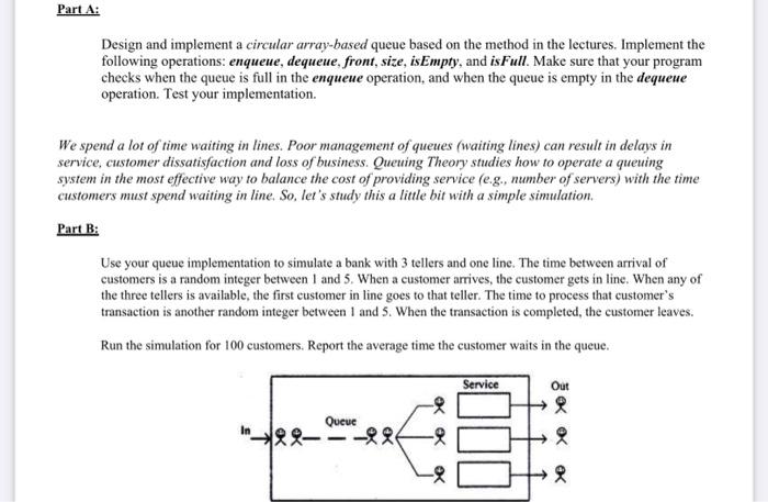  java Part A: Design and implement a circular array-based queue based