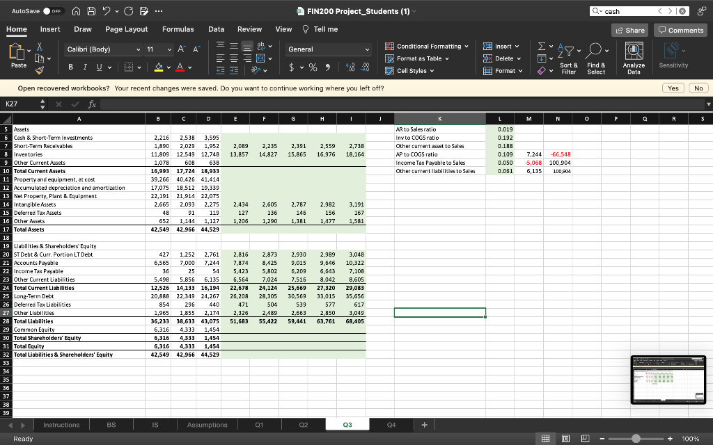 you left off? B2 fx FIN200 Spring 2022 Project A B D