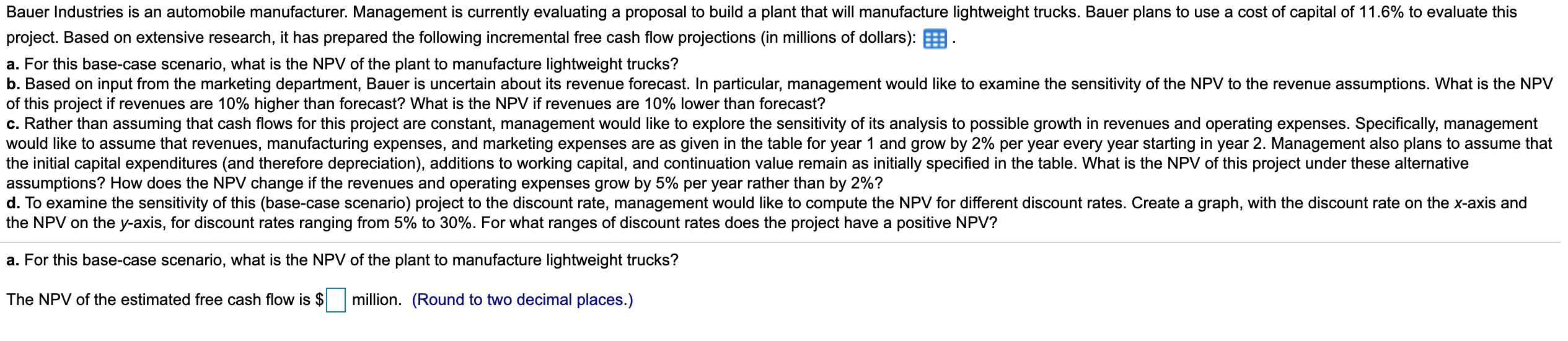 please help me answer this this is the data window below: Bauer