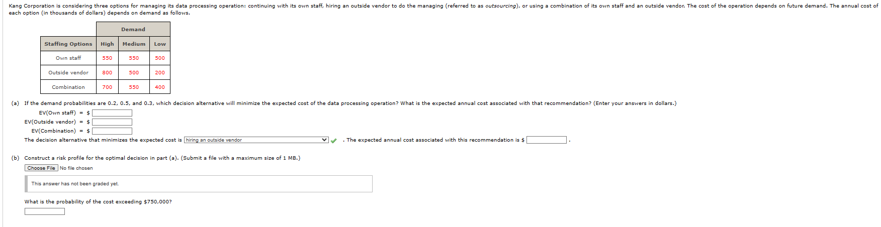 Chapter 13 HW Q4 Please answer all sections thank you each option