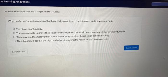  ve Learning Assignment BA Statement Presentation and Management of Receivables What